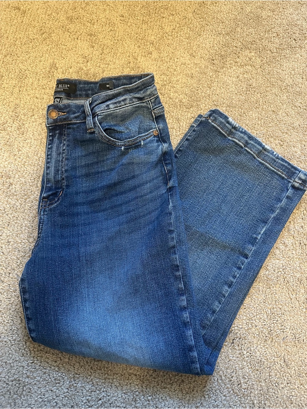 Judy Blue Cropped Wide Leg Jeans Women’s 9/29 Medium Wash Stretch Denim